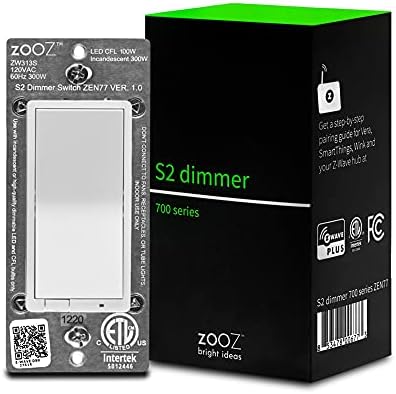 Zooz 700 Series Z-Wave Plus S2 Dimmer Switch ZEN77, White | Simple Direct 3-Way and 4-Way Solution (Works with Regular Switches, No Aux Switch Needed) | Z-Wave Hub Required