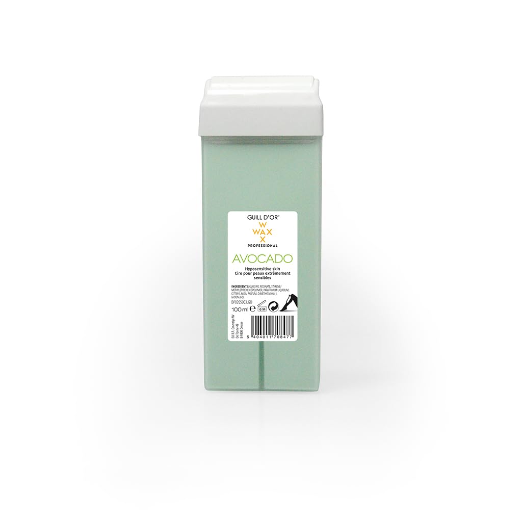 Wkład woskowy o pojemności 100 ml marki Guill Avocado WaxWax Professional Quality do depilacji nóg, pach, ciała. Łatwy w użyciu, do skóry nadwrażliwej, wszystkich rodzajów włosów.