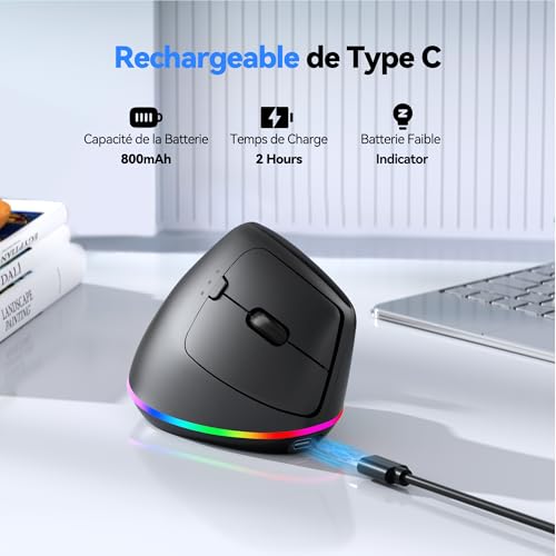 Souris Bluetooth + 2.4GHz compatible PC Windows et Mac OS