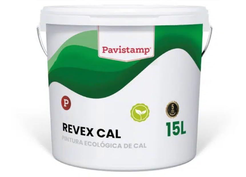 PAVISTAMP Revex Cal - Pintura Ecológica de Cal para Exterior | Acabado Mate Mineral, Transpirable y Desinfectante (BLANCO)