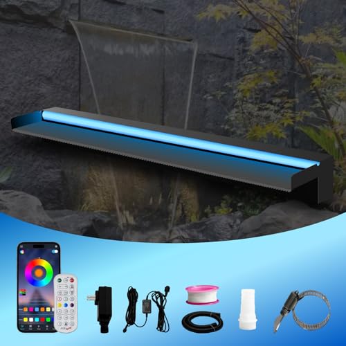 Pamopamo LED Pool Waterfall Spillway for Pond and Pool