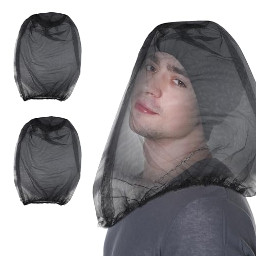 2 PCS Mosquito Head Net,Bug Net Hat,Fly and Insect Proof,Extra Large and Long, Suitable for Camping,Hiking,Fishing,Gardening,Hunting,for All Men and Women Hats (Black)