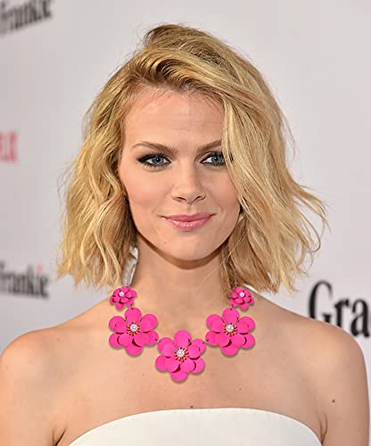 Boho Choker Necklace for Women Cute Flower Collar Necklace Statement Chunky Pearl Charm Summer Beach Chokers Necklaces Gifts for Women4