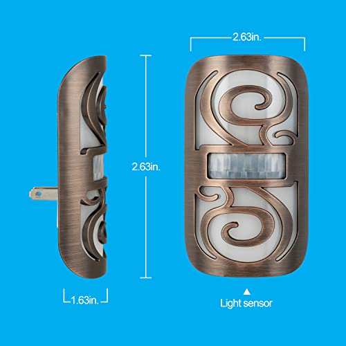 Image of GE LED Motion Sensor Night Light, Motion-Boost,Plug-in, Dusk-to-Dawn, Energy Efficient, UL-Certified, Ideal Nightlight for Bedroom, Bathroom,Kitchen, Hallway,58559, Bronze Swirl, Pack