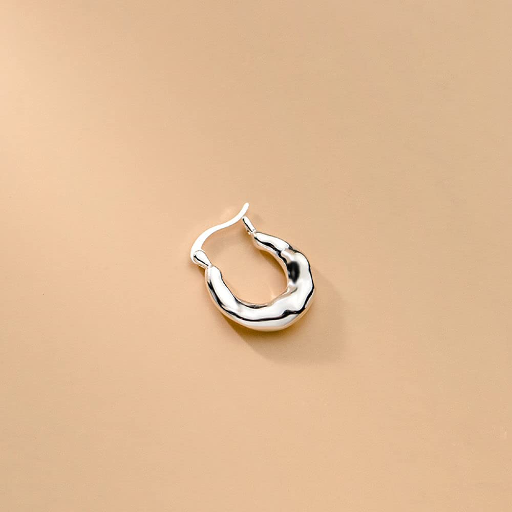 Ohrringe Silber 925 Creolen, Kreative Glänzende Unregelmäßige Stoßmuster Persönlichkeit Hypoallergene Klappbare Ohrringe Exquisite Kreis Endlosschleife Schmuck Für Dame Männer Mädchen Freun