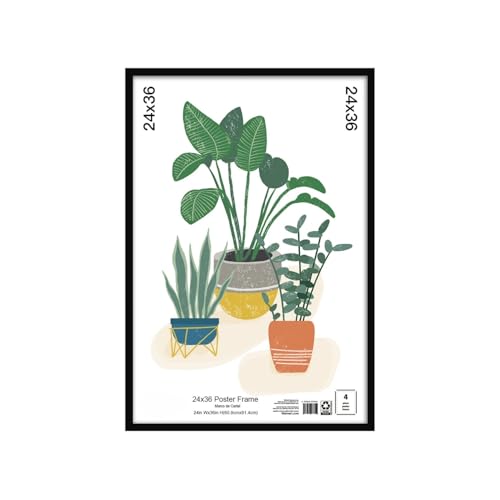BWEDXCC 24x36 Picture Frame Black Flat Profile Wall Photo Frame