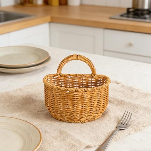 Cesta colgante de pared estilo bohemio para decorar cocinas rústicas 6