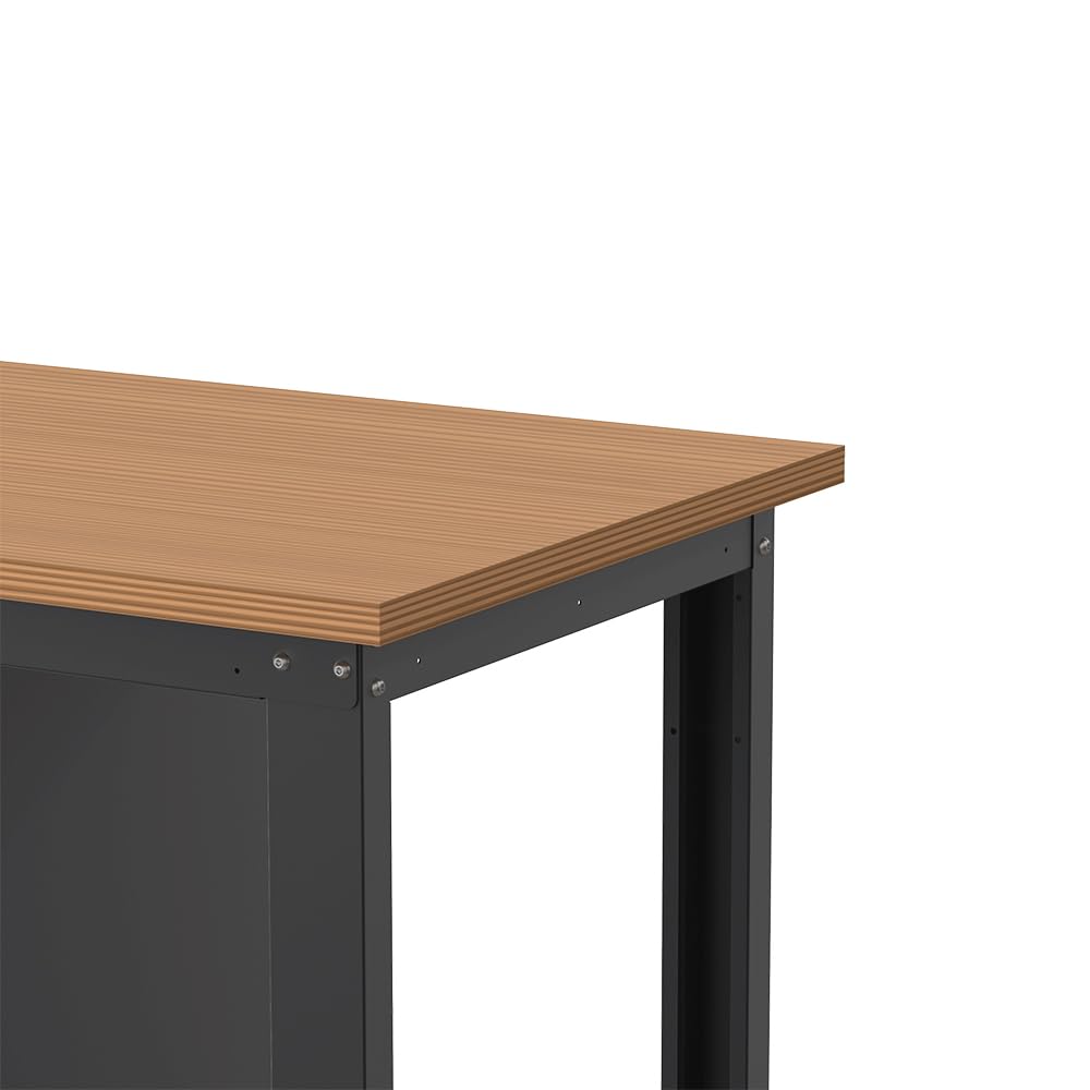 SOGI X3N_103L Werkbank - 1,5 m - Holzplatte - Schrank mit Tür und Schublade - Anthrazitgrau, Holzbock