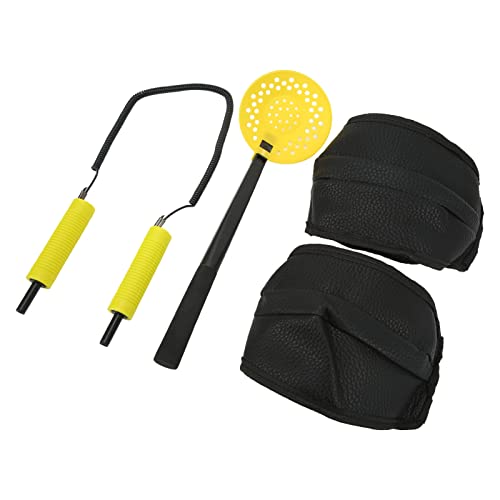 Masyrt Piolet para pesca en hielo al aire libre, pioleta de emergencia con mango ergonómico, acero inoxidable de PVC premium, franela, material ABS, juego de rodilleras