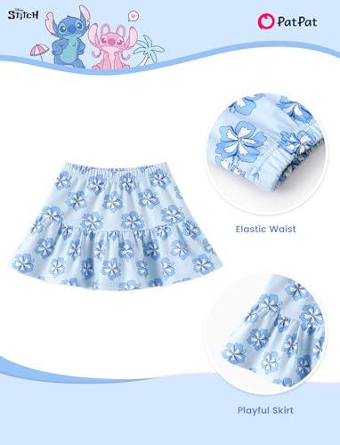 Image of Disney Frozen Elsa Minnie Mouse Stitch Princess Girls' Skirt Sets Ruffle Short Sleeve Clothes 2pcs Outfits Summer Dress 2-9Y