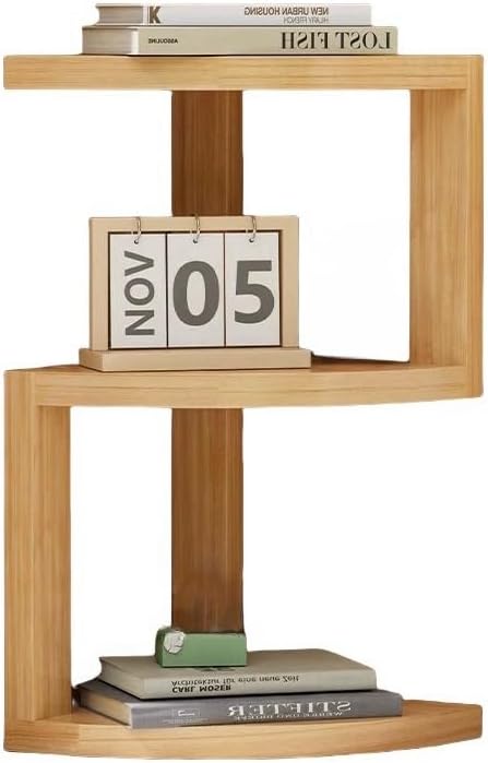 Kirnuo デスク上置棚、デスクトップ収納ラック、コーナーラック、木製本棚、コンパクト本棚、ディスプレイラック、多層棚、木製ラック