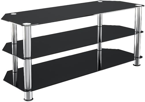 AVF Transitional Steel and Glass TV Stand for up to 55" TVs in Black/Chrome