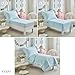 Shxime 4 Pieces Double Layer Toddler Bedding Set - Baby Blue & White Ruffle Fringe 4 Pieces Toddler Bed Set - 1 Comforter + 1 Fitted Sheet +1 Flat Sheet +1 Pillowcase for Baby Boys and Girls Baby Blue