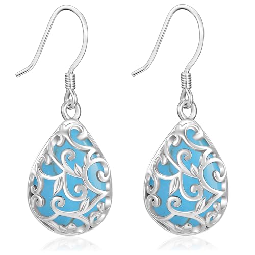 Filigree/Star Moon Sun/Birthstone Infinity/Turquoise/Moonstone/Moon Phase/Evil Eye Earrings for Women Irish Jewelry 925 Sterling Silver Dangle Earrings Earrings Gifts for Women Wife