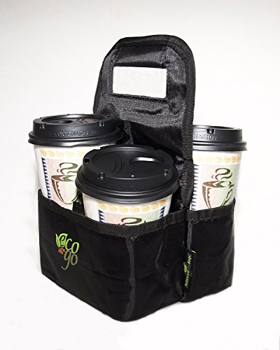 Eco on the Go: REUSABLE INSULATED TRAVEL COFFEE and DRINK Tote Bag (Black)