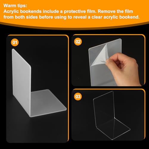 10 Pcs Buchstütze, 3mm Dicke transparentenBuchstützen Set,40Stück rutschfeste Pad Acryl Buchstützen, geeignet zur Buchaufbewahrung, für Bibliotheksregale und als Büro-Buchstützen