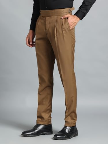 Image of Gurkha Pants for Men | Trouser for Men | Formal Pant | Double Button | Regular Fit Trouser High Waist Pleated Casual Trousers | Straight Leg Pants for Office Smart Casual Travel Party