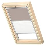 VELUX Original Dachfenster Duo Verdunkelungsrollo für S06 / 606/4, Hell-Taupe, mit Grauer Führungsschiene