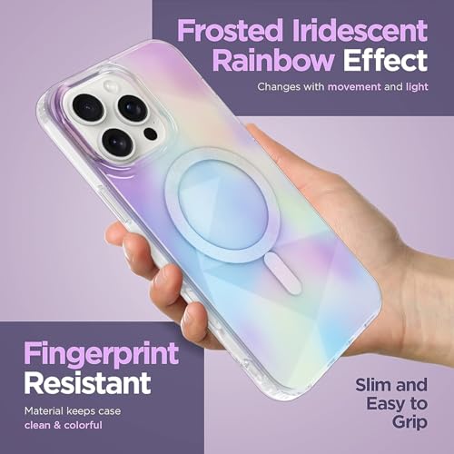 Image of Magnetic Case for iPhone 16 Pro Max [Compatible with Magsafe] [Anti-Yellowing] [1 Screen Protector] Shockproof Slim Iridescent Sparkly Case for iPhone 16 Pro Max 6.9 inch 2024, Purple