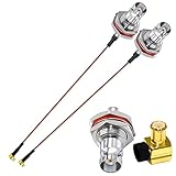 BNC-MCX 同軸 ケーブル BNC メス-MCX オス 直角 アンテナ 延長 ケーブル 8インチ（20cm）RG316 ワイヤレス LAN デバイス用 RG316 同軸 ケーブル MCX エルボ- BNC 同軸 ピグテール ケーブル 2パック