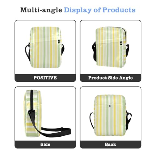 KLL Lemon Yellow Light Green Stripe Pattern mens messenger bag Vegan Leather mens shoulder bags crossbody Shopping Lady Shoulder Handbags4