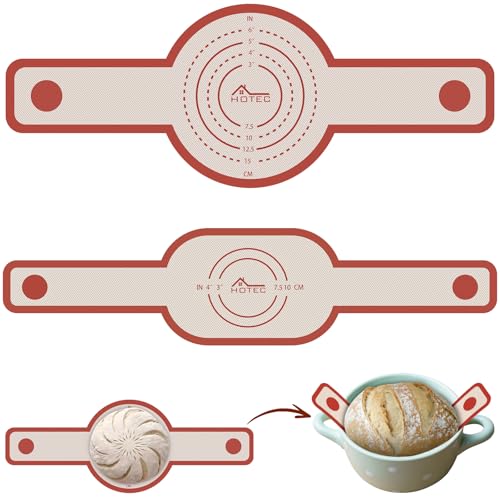 HOTEC Silikon-Brotschlinge für Dutch Oven 0 7 mm dick hitzebeständig bis 260 C Antihaft-Backmatte mit langem Griff einfach zu übertragen Sauerteigbrot Dutch Oven Liner Backzubehör 2 Stück