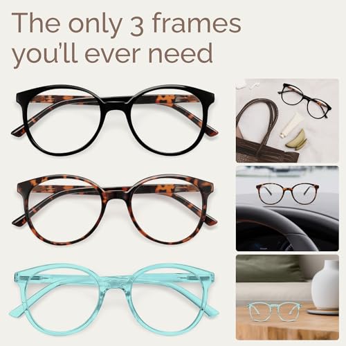 Image of IBOANN Chic & Comfy Blue Light Glasses for Women - 3-Pack Round Frames, Screen-Ready Style with UV Protection Coating