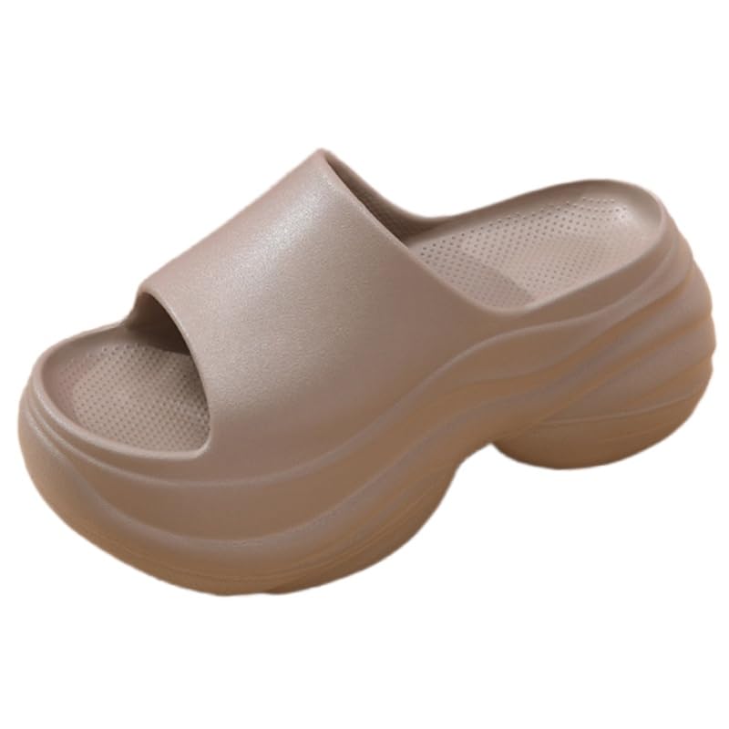Lady EVA platform heightening slippers - Lightweight opening design, comfortable smooth surface, suitable for indoor and outdoor leisure wear - Solid color home slippers, durable