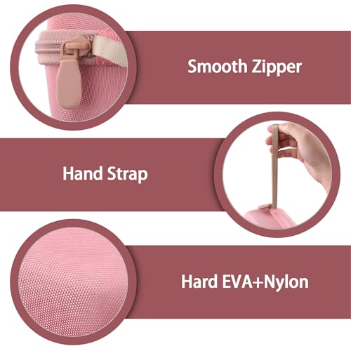 Image of Hard Case for Nelko PP01 /PP03 Color Mini Portable Printer, Pink | Features a Mesh Pocket for Accessories. Hand Strap for Easy Carrying. Hard EVA Shell with Soft Velvet Lining. Case Only