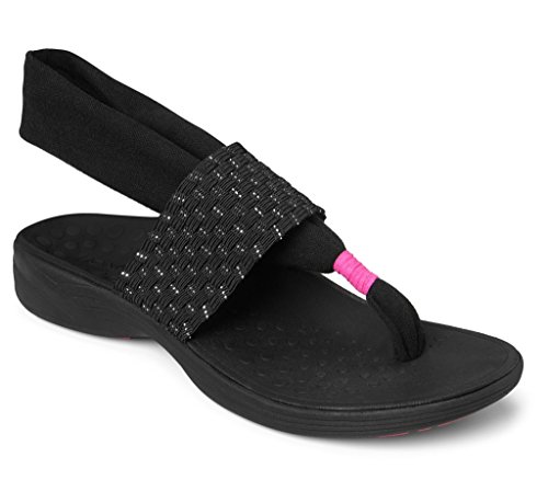 Vionic Serene Tia - Women's Active Sling Orthotic Sandal Black - 7