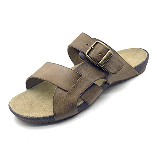 Harssidanzar Mens Leather Slide Sandals GM209US