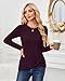 MISFAY Womens Casual Top Long Sleeve Cute Twist Knot Waffle Knit Tunic Tops(Wine Red,M)