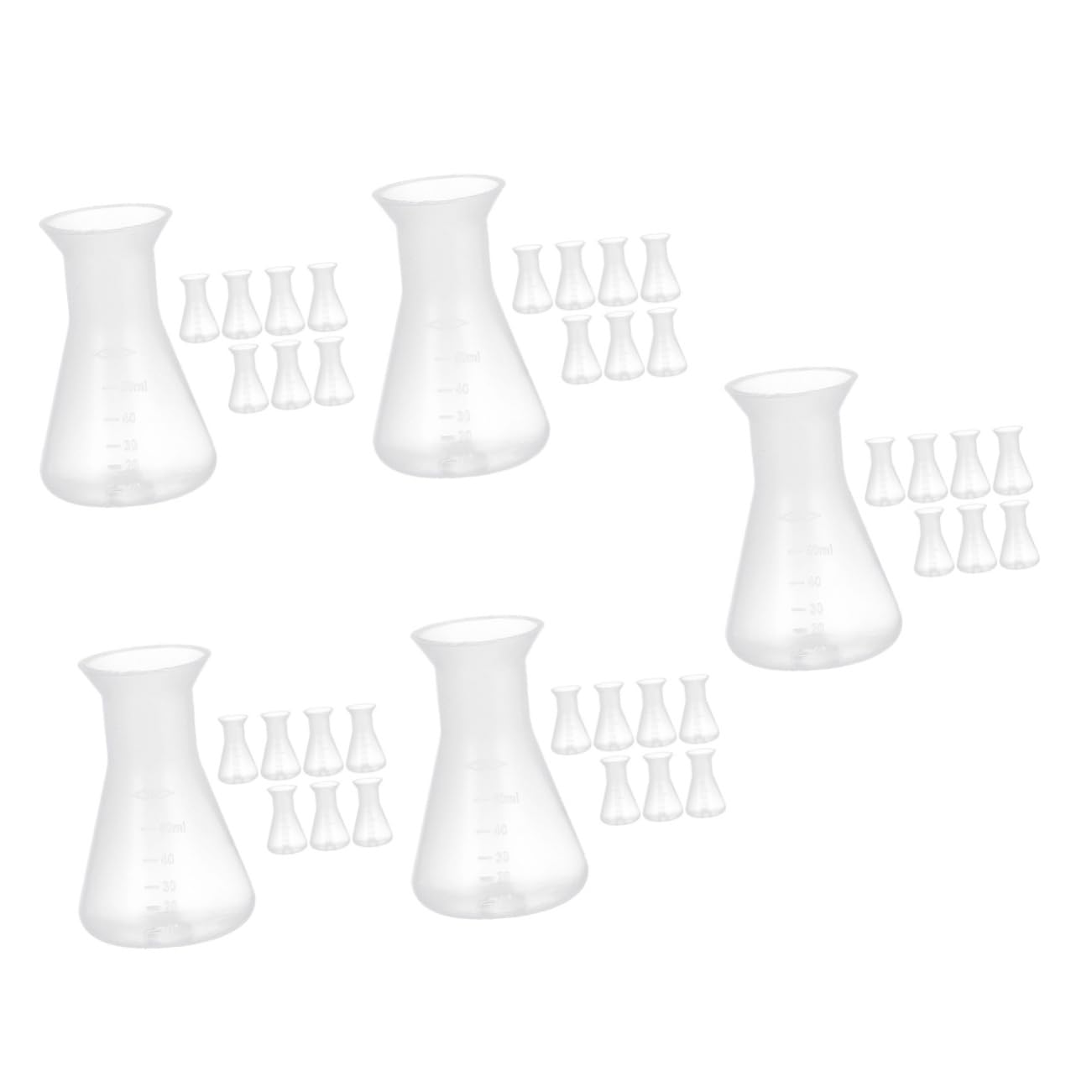 SOLUSTRE 40piezas Conjunto De Frascos De Laboratorio De Erlenmeyer De Frascos Cónicos Reutilizables Para Experimentos Científicos El Laboratorio Diseño De Cuello Estrecho Medición