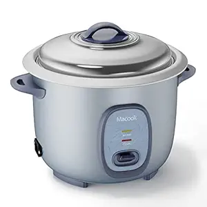 Macook 1.8 Liter 700-Watt Stainless Steel Automatic Keep Warm Electric Rice Cooker, Energy Efficient, 2 Cooking Pans & Extra Cooking Plate for Fluffy Cooking Rice, Thali and Curry Potatoes, Blue