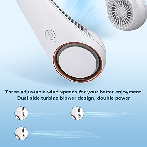 Civpower Portable Neck Fan, Hands Free Bladeless Fan, Cooling Personal Fan,3 Speeds Adjustment,78 Air Outlet, Headphone Design, Rechargeable, Usb Powered Neck Fan For Outdoor Indoor-White #TOP2