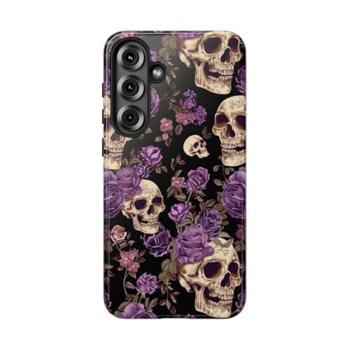 Coque Samsung S25 Plus motif roses violettes et crânes antichoc et brillante