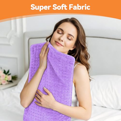 Image of Heating Pad for Back Pain, 17 inchx33 inch Electric Heat Pad with 9 Heat Levels & 4 Auto-Off Timers, Portable Heating Pad for Period Cramps, Shoulder, Neck, Machine Washable, Gifts for Women Men, Purple