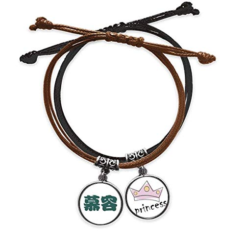 Pulsera de cuero Murong Chino cuerda de mano trenzada estilo princesa con amuleto oriental