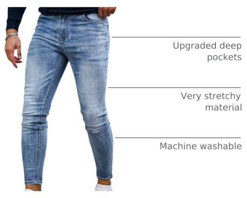 Image of GINGTTO Skinny Jeans Men Slim Fit Stretch Tapered Leg