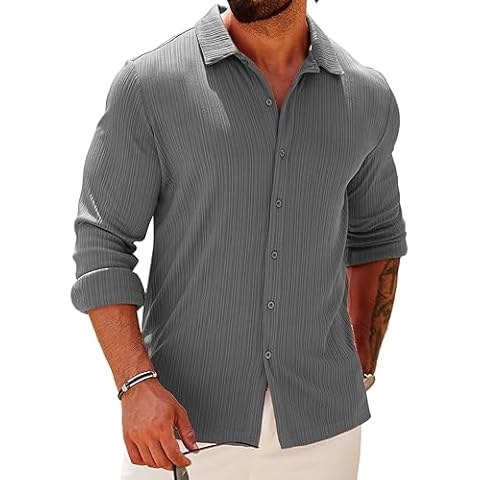 COOFANDY Athletic Fit Ribbed Button Down Shirt Cover