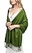 Achillea Large Soft Silky Pashmina Shawl Wrap Scarf in Solid Colors (Olive Green)
