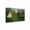 “De maaltijd van de leeuw” door Henri Rousseau Schilderij Canvasafdrukken Voor Muur Foto’s Thuis Woonkamer Decoratie Moderne Keuken Muurkunst voor Slaapkamerdecoratie (20x30cm8x12inch, ingelijst)