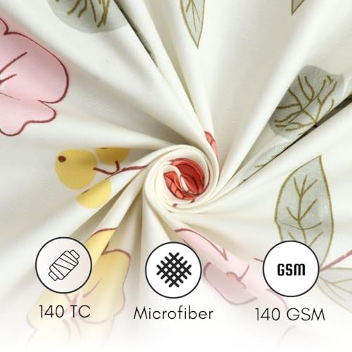 Image of Mafatlal Luxe Lilac 140 GSM Soft Microfiber Double Bedsheet with 2 Pillow Cover for Queen Size Bed, 90x100 Inch - Off White, Lightweight, Cozy & Durable
