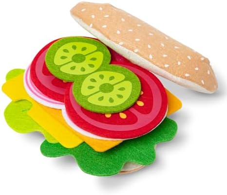 Felt Play Food Sandwich Set (Pretend Play, Easy to Clean, Includes Play Ideas, 33 Durable Pieces)