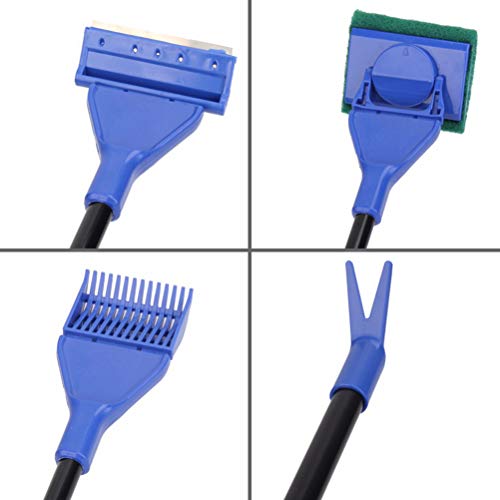 POPETPOP 6 peças de ferramentas de limpeza de aquário, escova de algas para aquário de cabo longo po