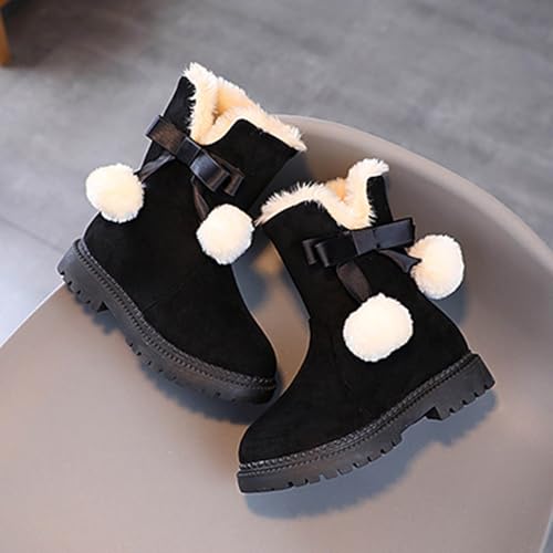 Winter Warm Boots for Girls Fuzzy Fleece Lined Cute Snow Boots Side Zipper Mid Calf Booties for Little Kids Big Kid2