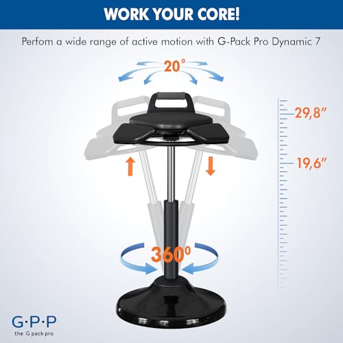 Image of Standing Desk Stool - Ergonomic 360 Swivel Chair with Adjustable Height (19.6-29.8 in) for Comfortable Sitting or Leaning