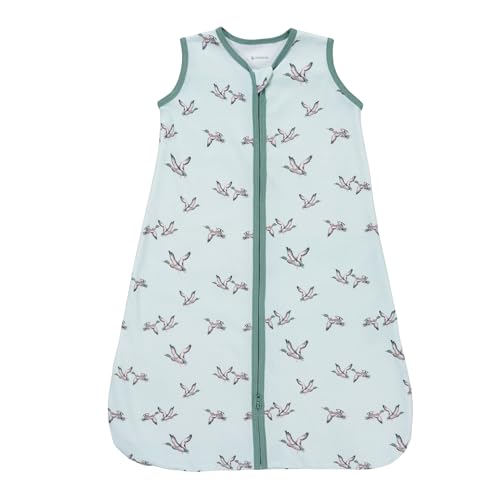 LollyBanks 100% Cotton Baby Sleep Sack 0-6 Months for Boys and Girls Lightweight 0.5 TOG Sleep Sack with 2-Way Zipper Breathable Baby Sleep Bag Newborn Essentials (Mallard Duck Print)