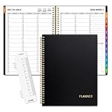 SUNEE 2026 Appointment Book, Quarter-Hourly, Weekly & Monthly - from January 2026 - December 2026, 8.5'x11' Weekly Planner, Flexible Cover, Note Pages, Pockets, Bookmark, Spiral Binding, Black