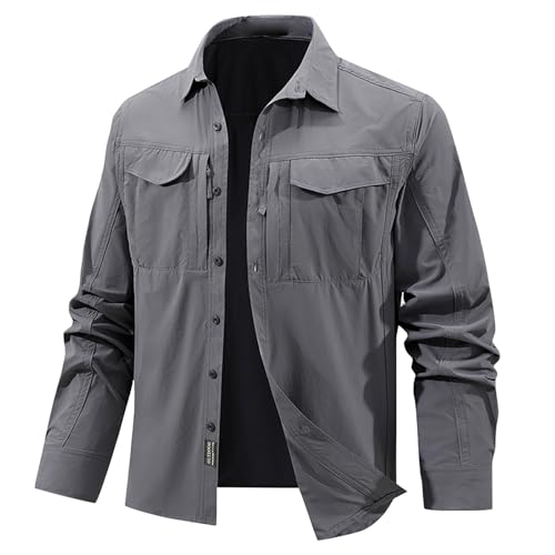 Camisa de safari de manga larga ligera para viajes y rutas al aire libre